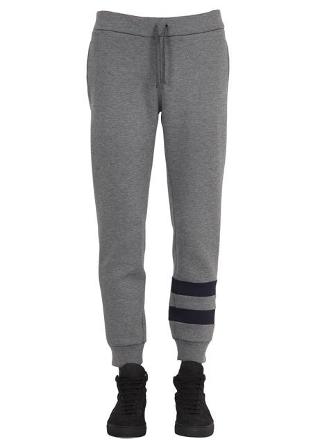 Cotton jersey jogging pant with Web in grey 